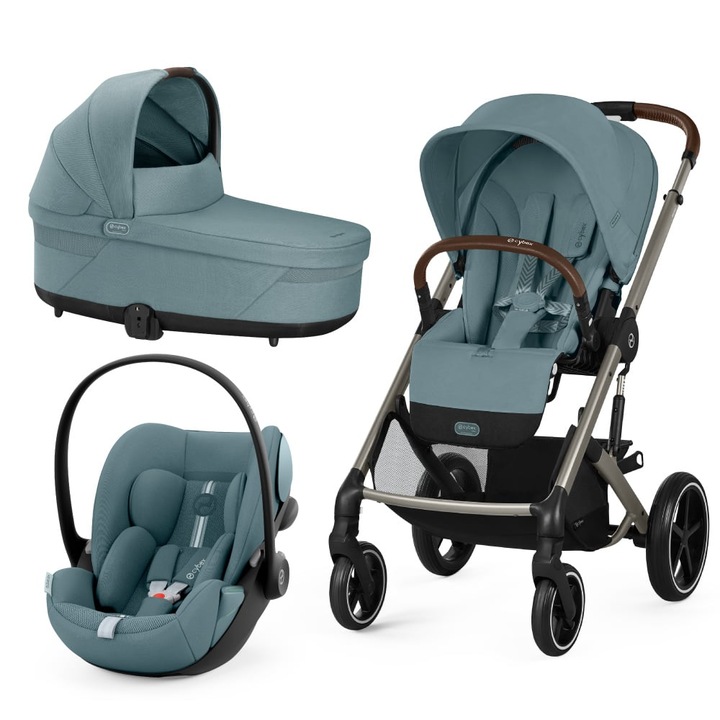 Carucior Cybex, Balios S Lux 3 in 1 TPE, Stormy Blue, cu scoica auto Cybex, Cloud G i-Size Plus