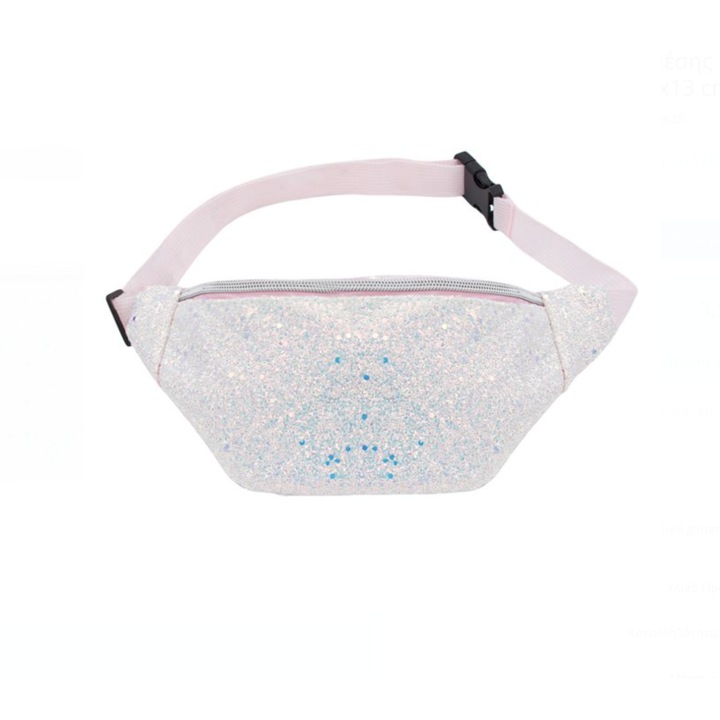 Kézitáska állítható övvel Glamour Shiny Bling, rózsaszín