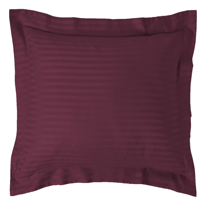 Fata de perna Damasc policoton dunga 1 cm, 70 x 70 cm si tiv cu bordura 3,5 cm, Rosu Visiniu