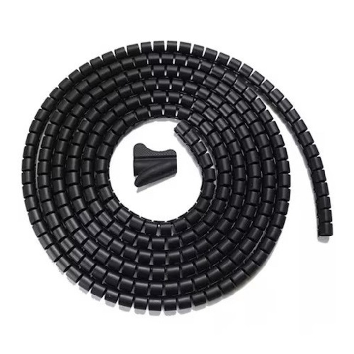Tub pentru protectie cabluri si organizator de cabluri PHN Mag®, diametru 22 mm lungime 2 m, flexibil, Organizator de cabluri, Negru