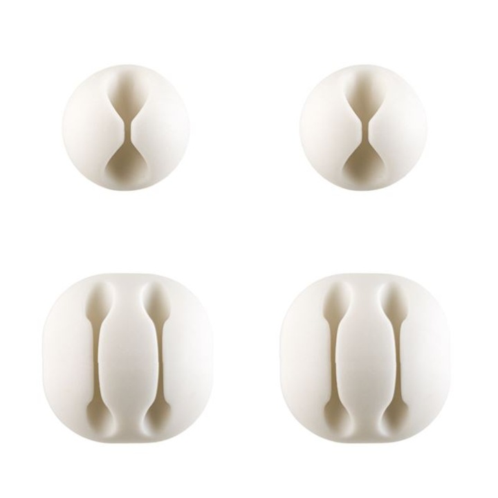 Carlige Autocolante Albe pentru Organizarea Cablurilor - 4buc