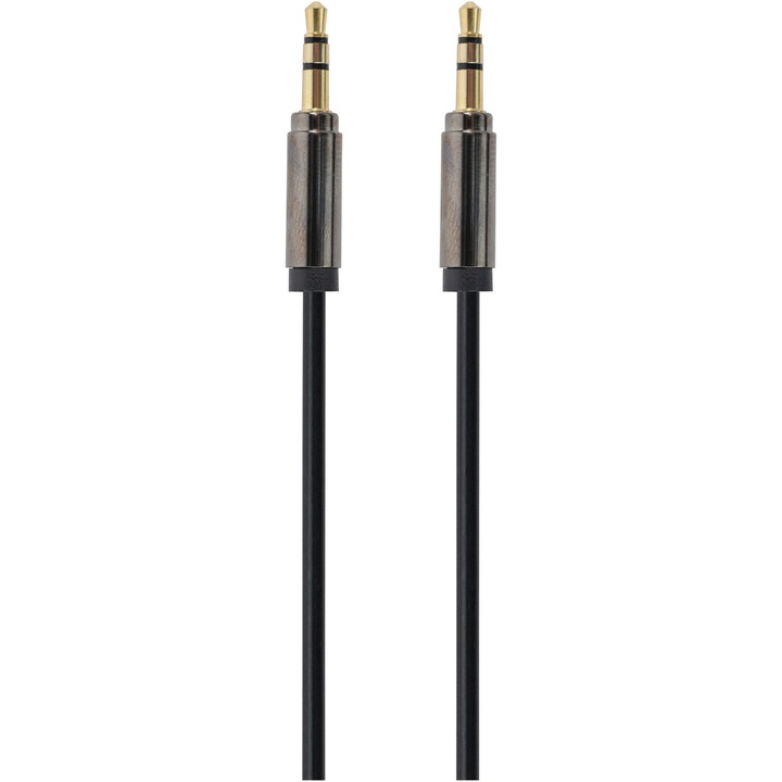Аудио кабел Gembird, Стерео, 3,5 мм жак T/T, 1 м, Позлатени конектори, Черен, CCap-444-1M