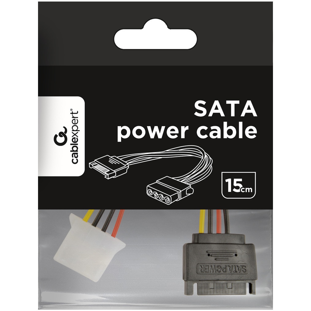 Cablu alimentare 15-pin SATA (T) la 4-pin Molex (M), 0.15m, Gembird CC ...