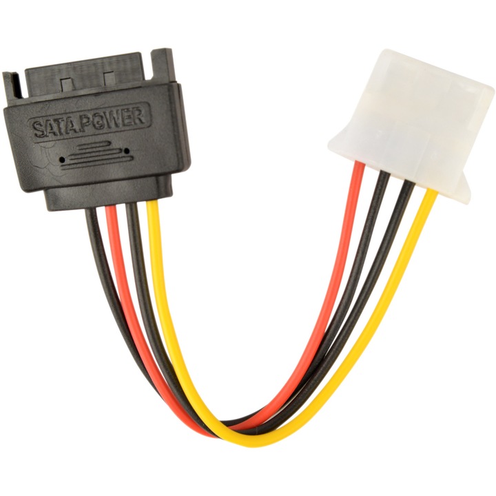 Захранващ кабел Gembird CC-SATA-PS-M, 15-пинов SATA (T) към 4-пинов Molex (M), 0,15 м