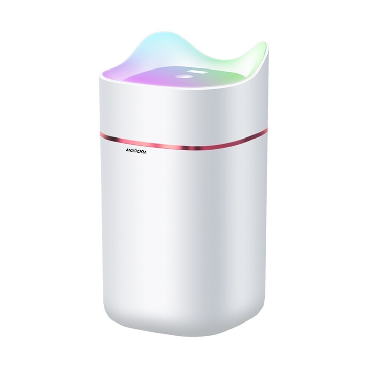 Umidificator cu led, lemn, aromaterapie, purificator aer, Ubitec ®, rezervor 300 ml