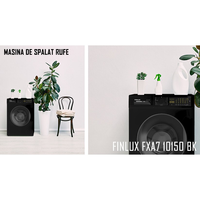 Masina de spalat rufe Finlux FXA7 10150 BK, capacitate 7 Kg, 1000 rpm, 15 programe, clasa D, neagra