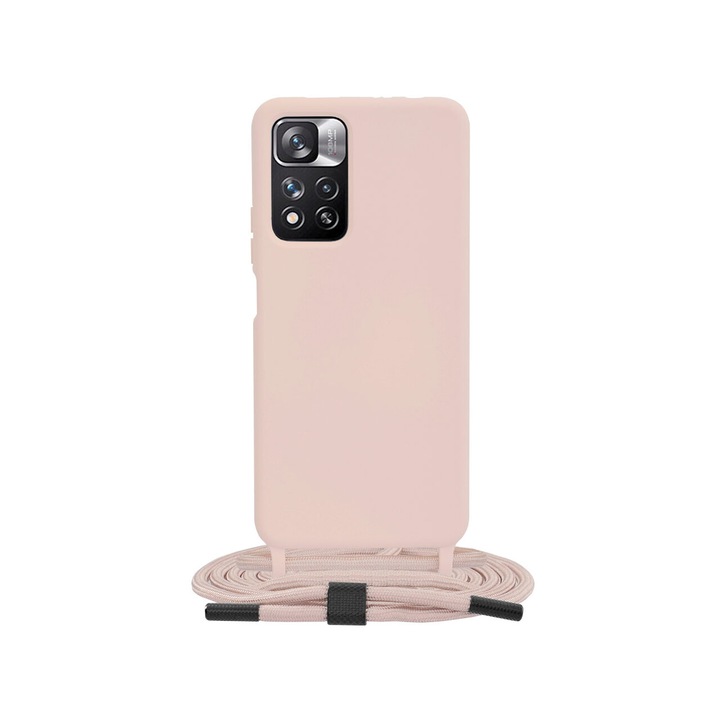 Калъф, съвместим с Xiaomi Redmi Note 11 Pro+ 5G Techsuit Crossbody Lanyard Pink