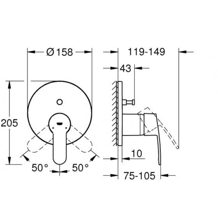 Baterie monocomanda cu divertor cu doua cai Grohe Eurostyle ...