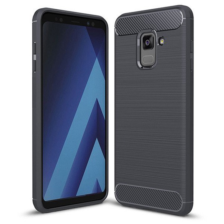 Калъф Supreme Carbon, съвместим със Samsung Galaxy A6 (2018), прецизна защита, набразден дизайн, подсилени ръбове, защита срещу пръстови отпечатъци, черен
