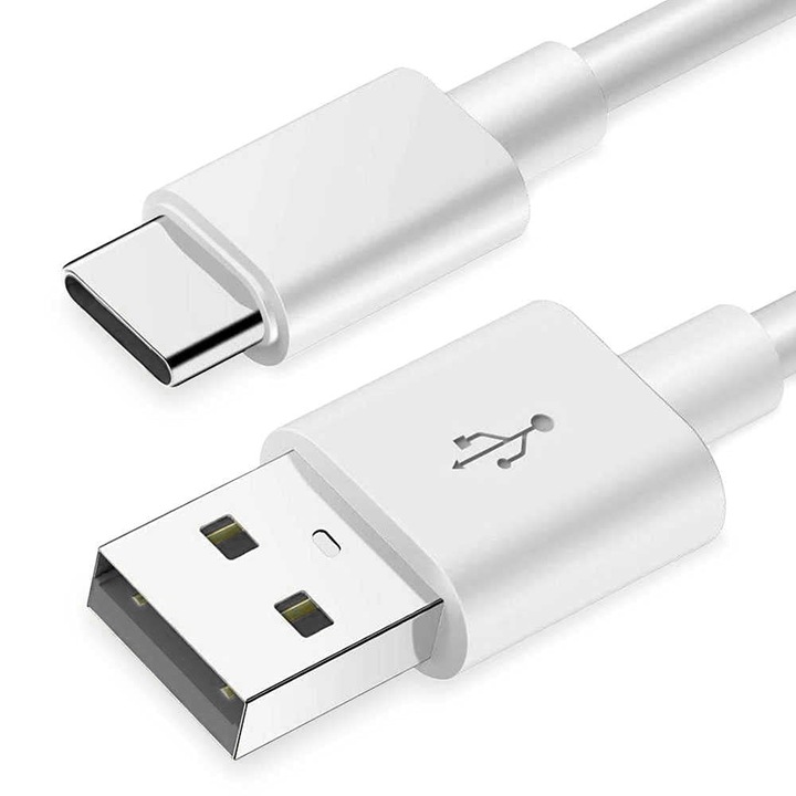 Adat- és töltőkábel, Type-C-USB 3.0, kompatibilis Samsung, Huawei, 1 m hosszú, fehér