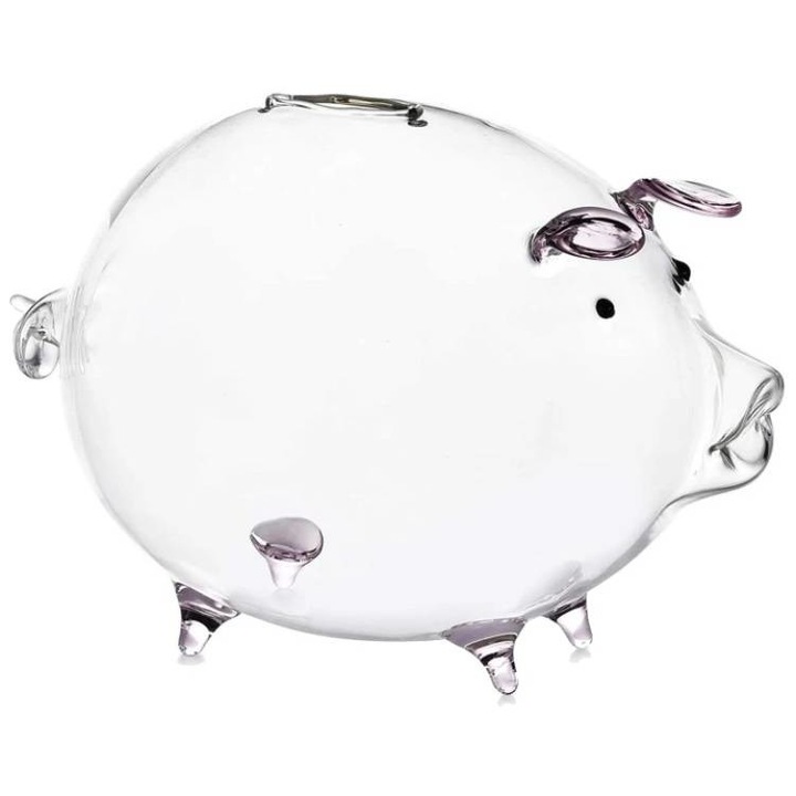 Pusculita, Din sticla decorativa, 12x18x12cm, Transparent