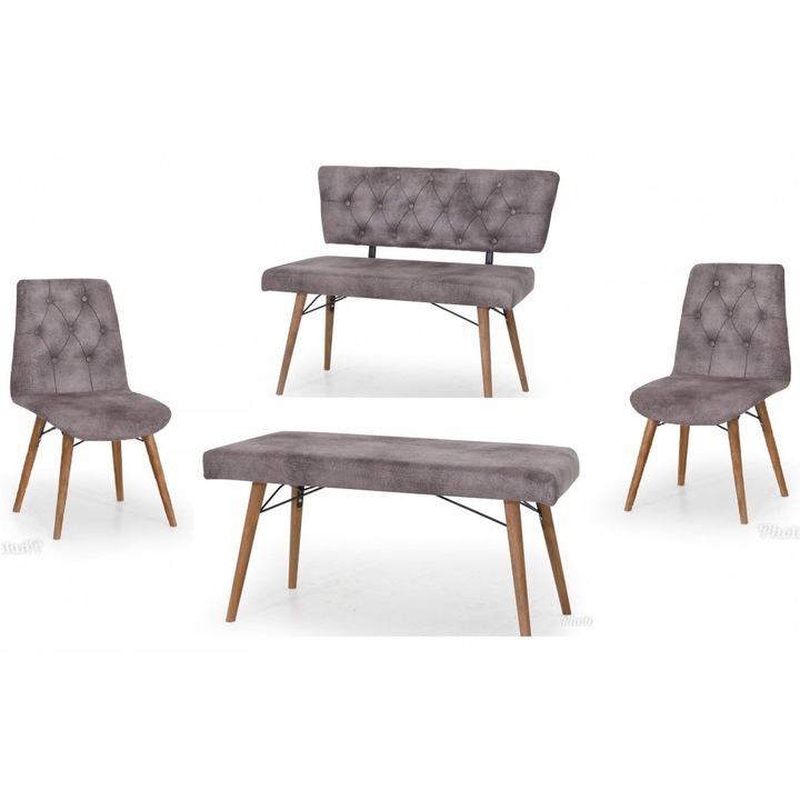 Set 2 buc Banchete 2 Scaune Gri HAMAN