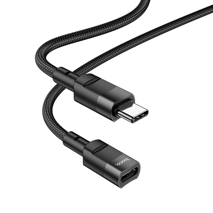 Hoco U107 - Type-C / Type-C (USB-C) hosszabító kábel, fekete, 1,2m