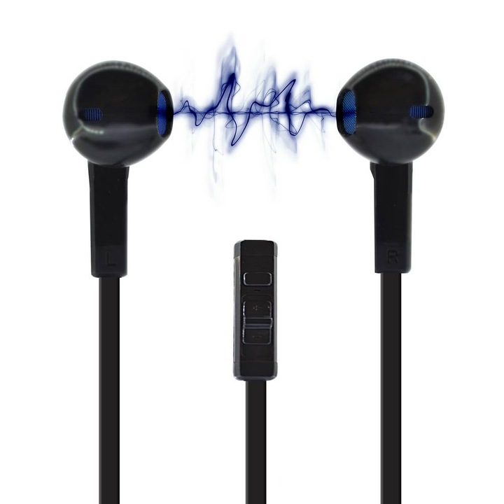 Аудио слушалки за телефон, Ancus, Stereo 3.5 mm за Apple/Samsung/HTC/Sony, Черни