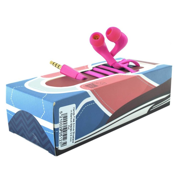 Casti audio pentru telefone, Ancus, Stereo 3.5 mm pentru Apple/Samsung/HTC/Sony, Roz