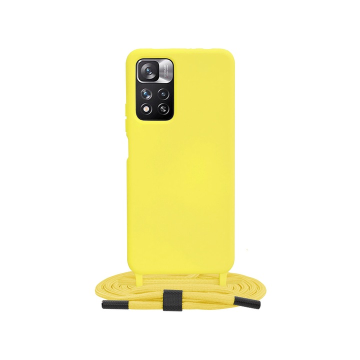 Калъф, съвместим с Xiaomi Redmi Note 11 Pro+ 5G Techsuit Crossbody Lanyard, Жълт