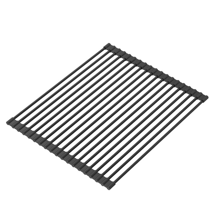 Covoras pentru scurgerea vaselor, Quadron, Inox/Silicon, 43x32cm, Negru