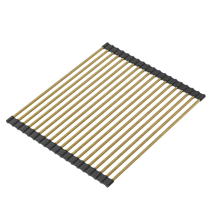 Covoras pentru scurgerea vaselor, Quadron, QMat, Auriu/Negru, 43x32cm