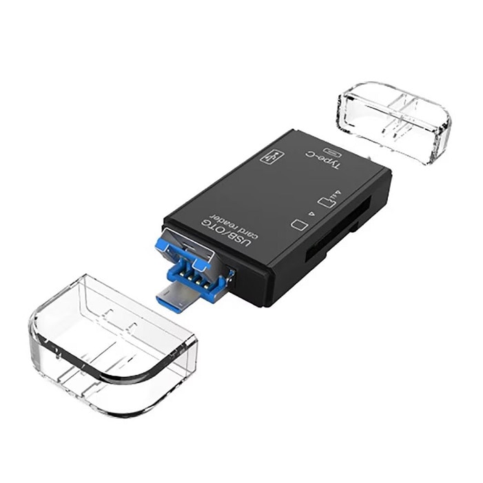 Четец на карти 5 в 1, Welora®, USB/USB Type-C 3.1/Micro USB/SD Card ...