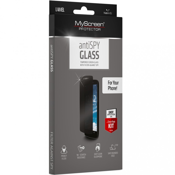 Apple iPhone 13 Pro Max / 14 Plus, Kijelzővédő fólia, ütésálló fólia (az íves részre NEM hajlik rá!), Tempered Glass (edzett üveg), MyScreen Protector, Antispy Glass, Clear (RS110931)