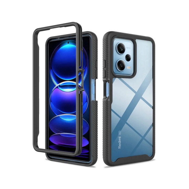 A tok kompatibilis a Xiaomi Redmi Note 12 5G / Poco X5 védőfóliával, Techsuit Defense360 Pro Black