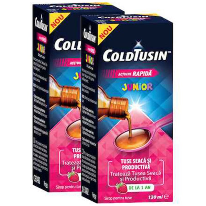 Pachet Coldtusin Junior Sirop, 2 x 120 ml