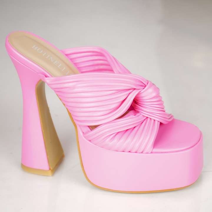 Papuci dama, Moda Stil, Candi, Piele ecologica, Roz, Roz, 40