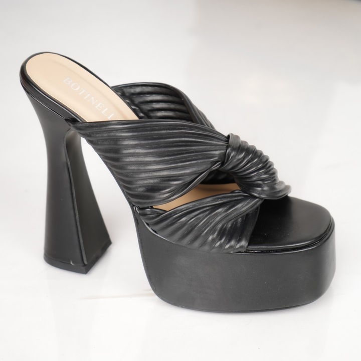 Papuci dama, Moda Stil, Candi, Piele ecologica, Negru, Negru, 40