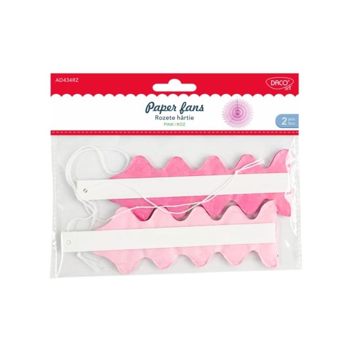 Rozete de Hartie Roz Daco, Dimensiuni 30 cm, 2 Buc/Set