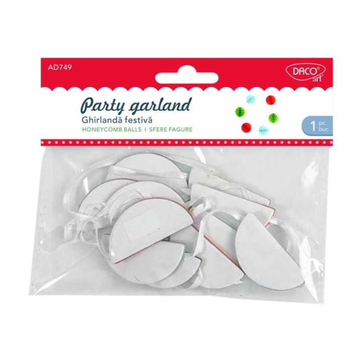Kézműves kiegészítők, Garland Festiva Daco papírból, átmérő 5 cm