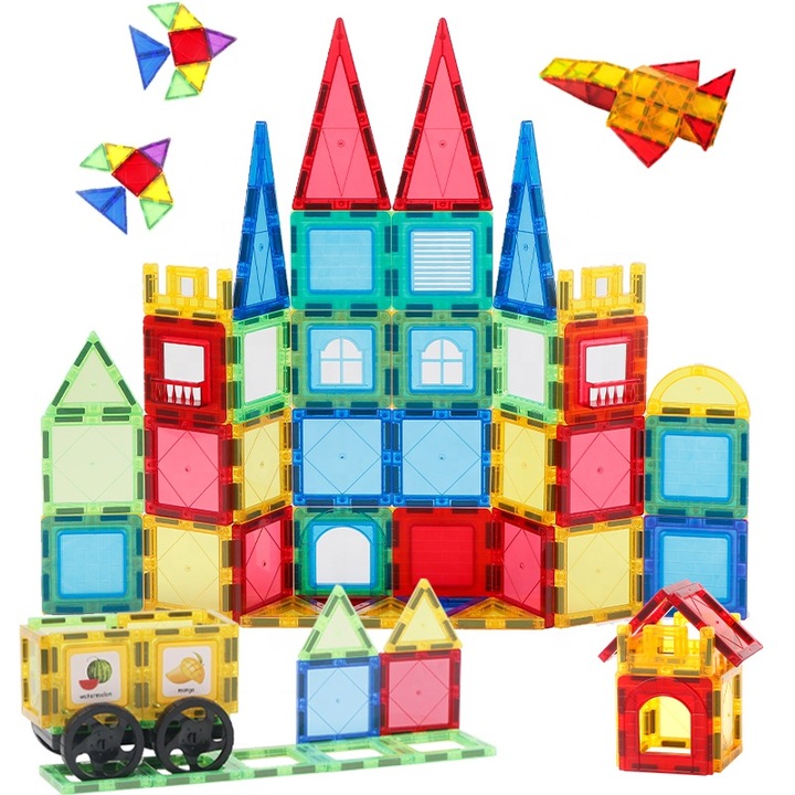 Магнитен конструктор NovoToys, Magnetic Tiles, 54 части