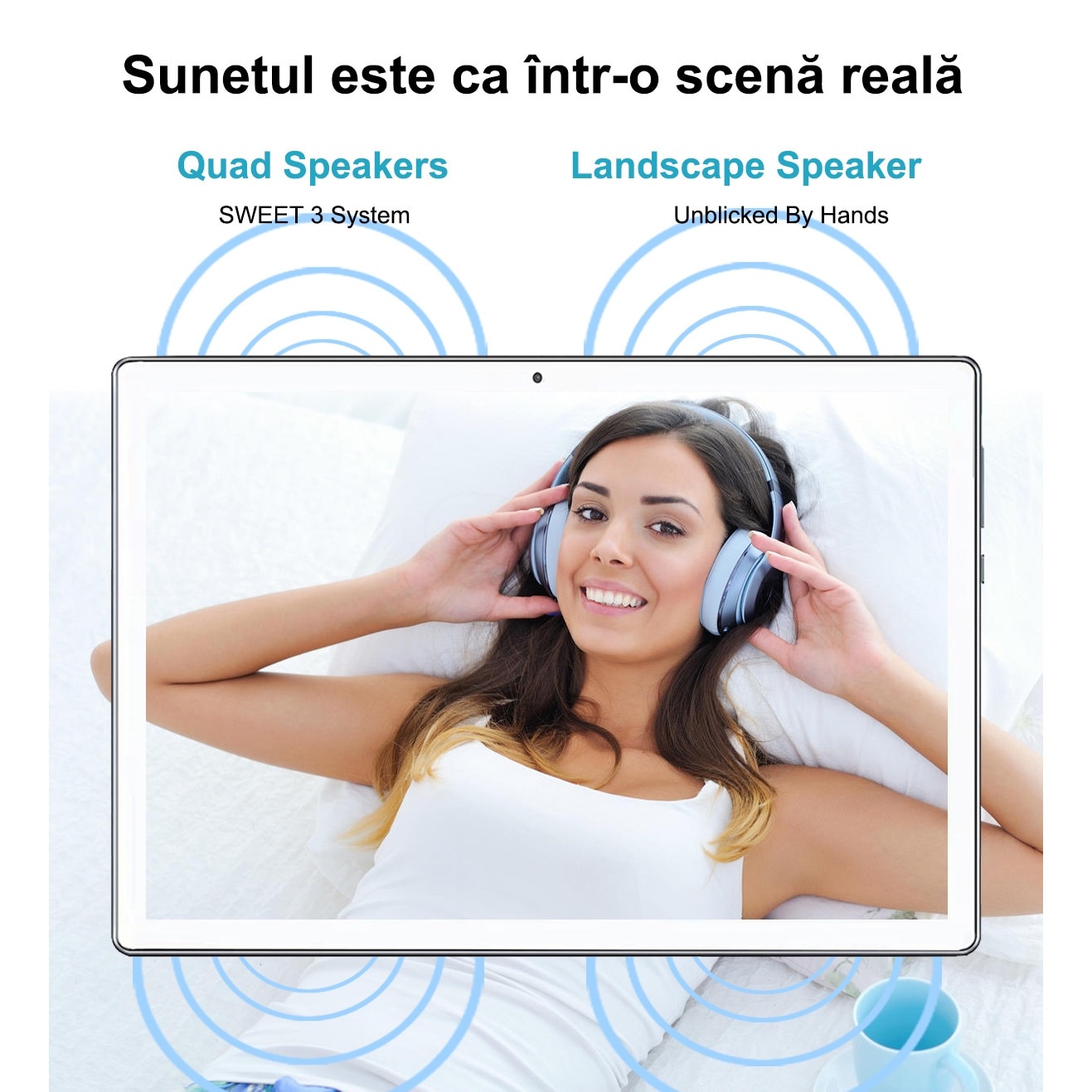 Tableta 10 inci, Android 13, 8GB RAM+128GB ROM, Camera dubla, Baterie de 6000mAh, Argintiu