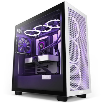Carcasa NZXT H7 Flow, Alb mat/Negru mat