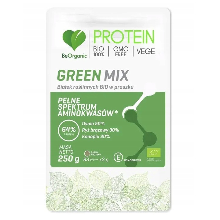 Supliment proteic, Green MIX, proteine vegetale, BeOrganic, 250g