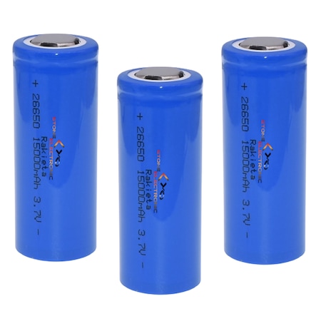 Set 3 Acumulatori Rakieta ST-26650 Li-Ion 15000mAh, 3.7v, Stone, Albastru