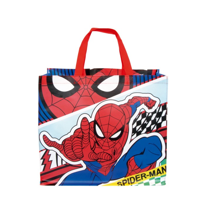 Sacosa de cumparaturi cu imprimeu SPIDERMAN, 45 cm multicolora