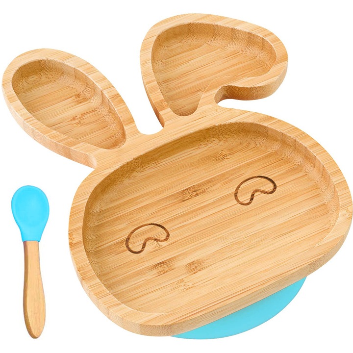 Baba etetőtál, QttvbTna, bambusz, barna/kék