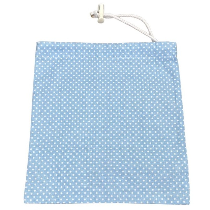 Take Me Anywhere Blue Dotted világoskék pöttyös szütyő, textil tároló zsákocska