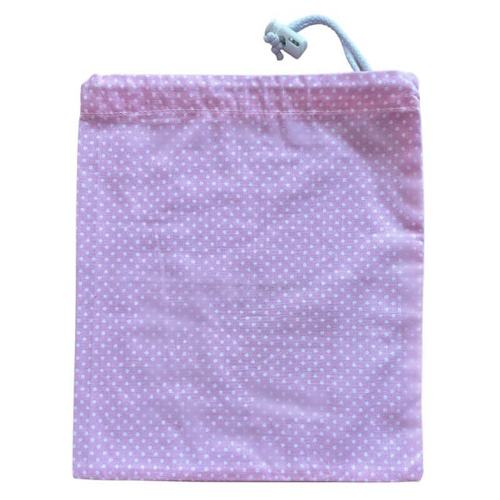 Take Me Anywhere Pink Dotted rózsaszín pöttyös szütyő, textil tároló zsákocska