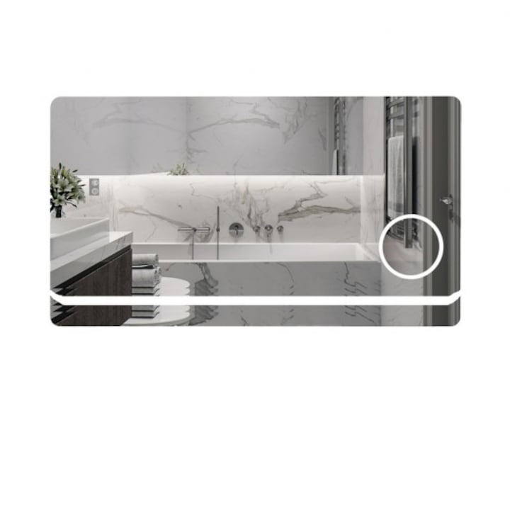 Oglinda Led Si Touch Cu Functie Dezburire, 90X60 Cm, Lupa Cosmetica