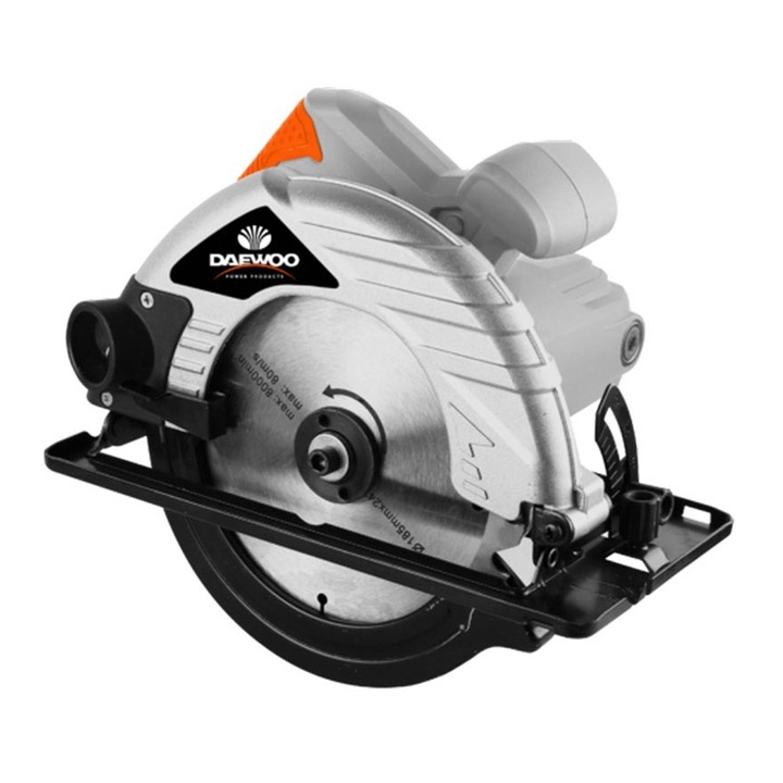 Ръчен циркуляр Daewoo DACS1400, 1400 W, 230 V, 185 мм диаметър на диска, 4500 RPM, 65 мм максимална дълбочина на рязане