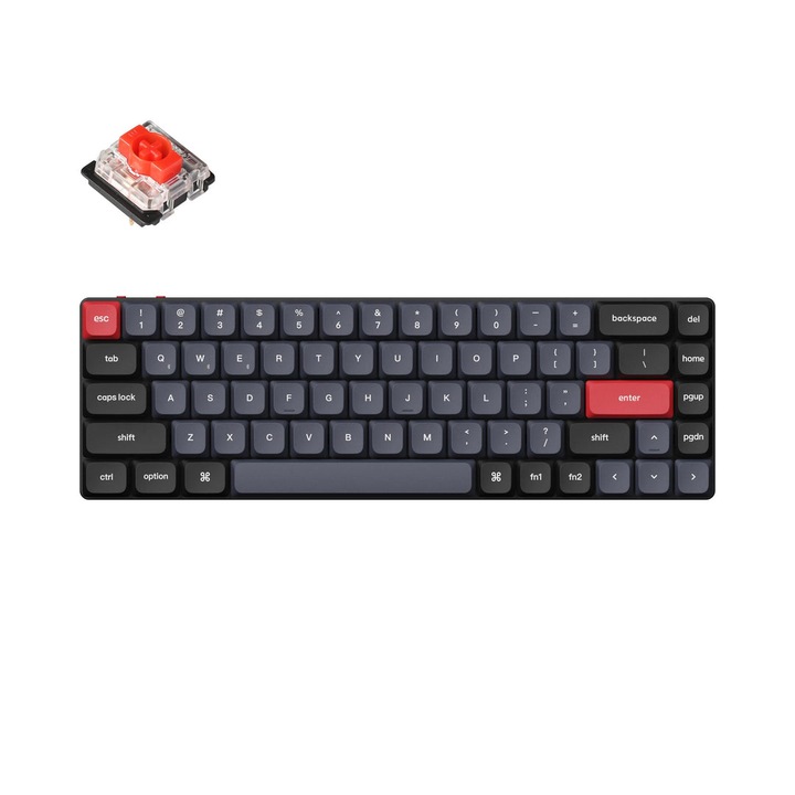 Keychron K7 Pro QMK/VIA Vezeték nélküli egyedi mechanikus billentyűzet RGB LED, Low Profile Gateron Mechanical (Hot-Swappable) Red