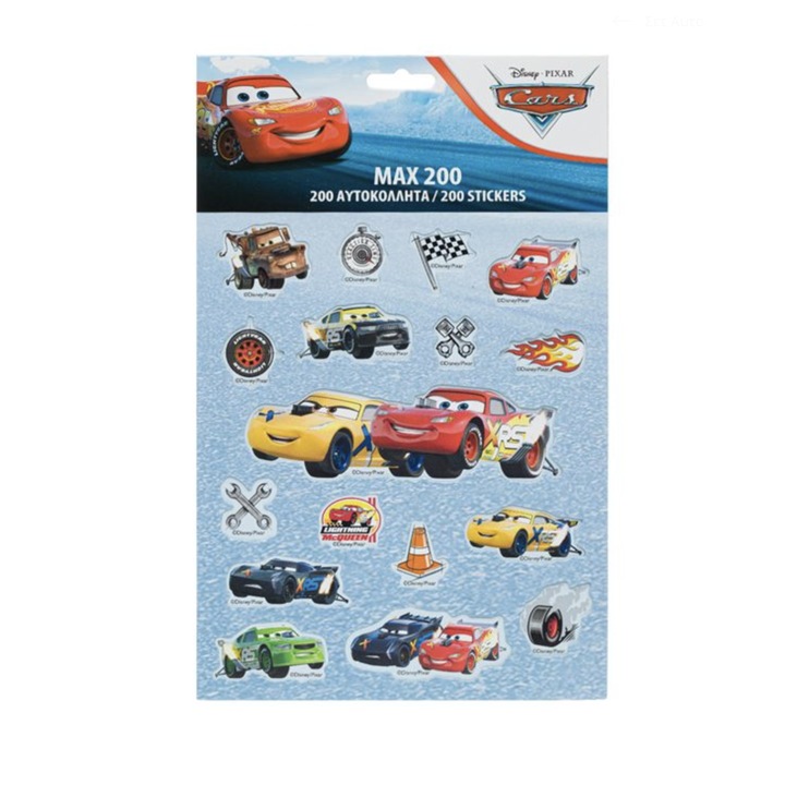 Комплект от 200 разноцветни стикера, Cars character, многоцветни