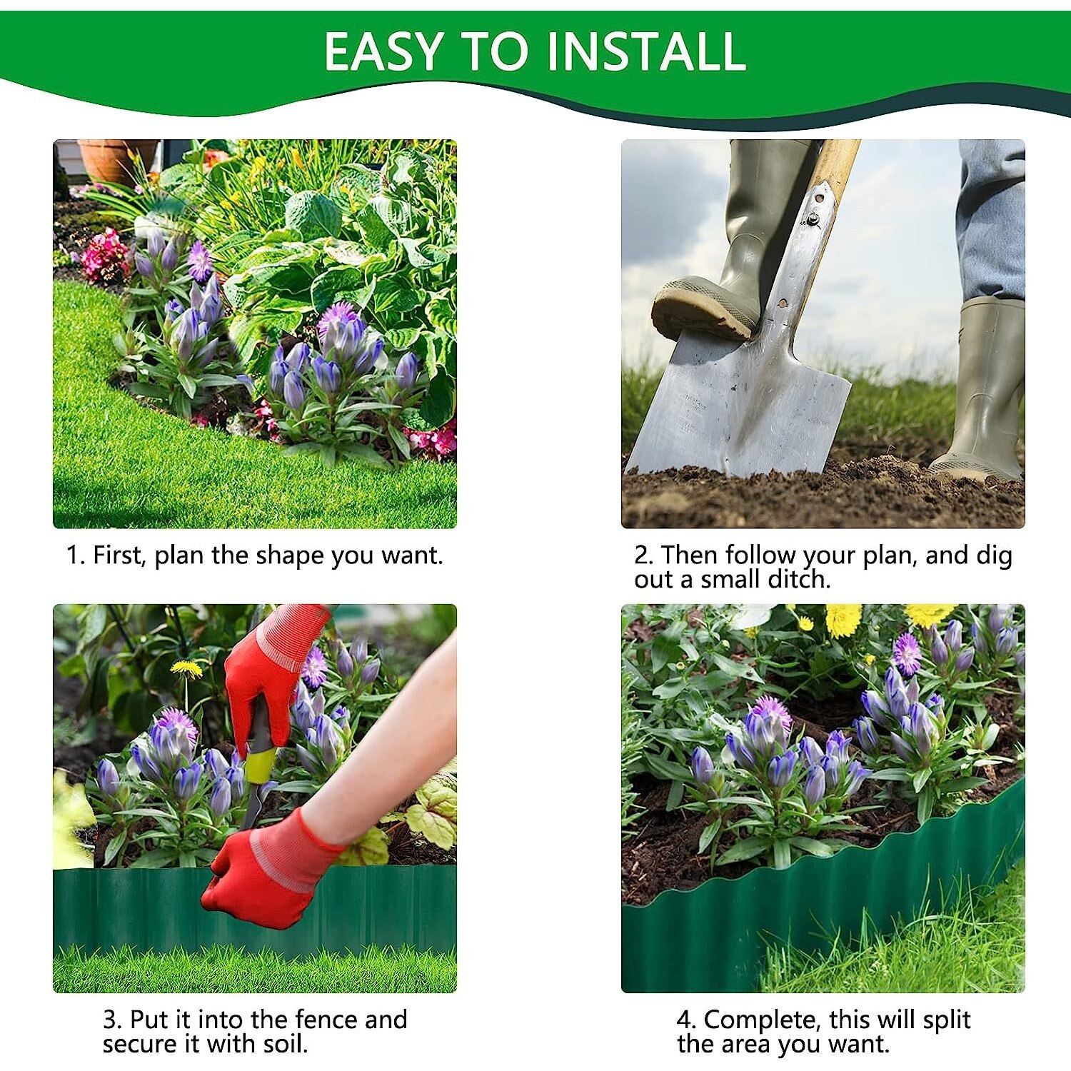 Bordura para jardin Prosperplast Garder Line 20 piezas de plastico 10