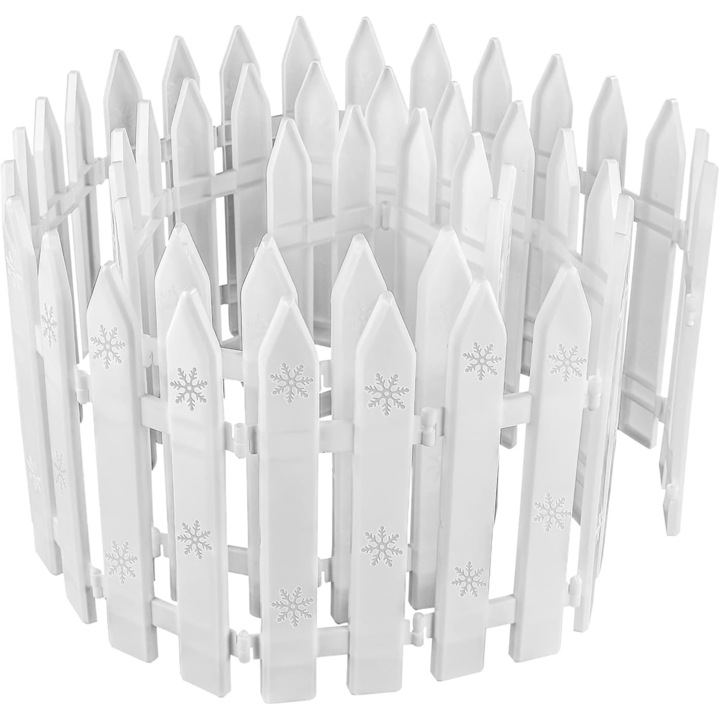 Dekoratív műanyag ágyás kerítés a kertbe, 30 x 9 cm, Fehér, 24 db.