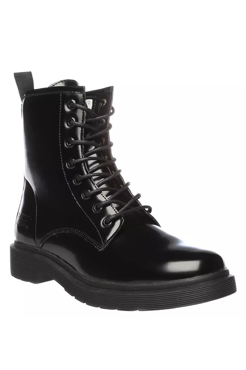 Ghete dama, Rifle, Sintetic, Cu sireturi, Negru, 39 EU