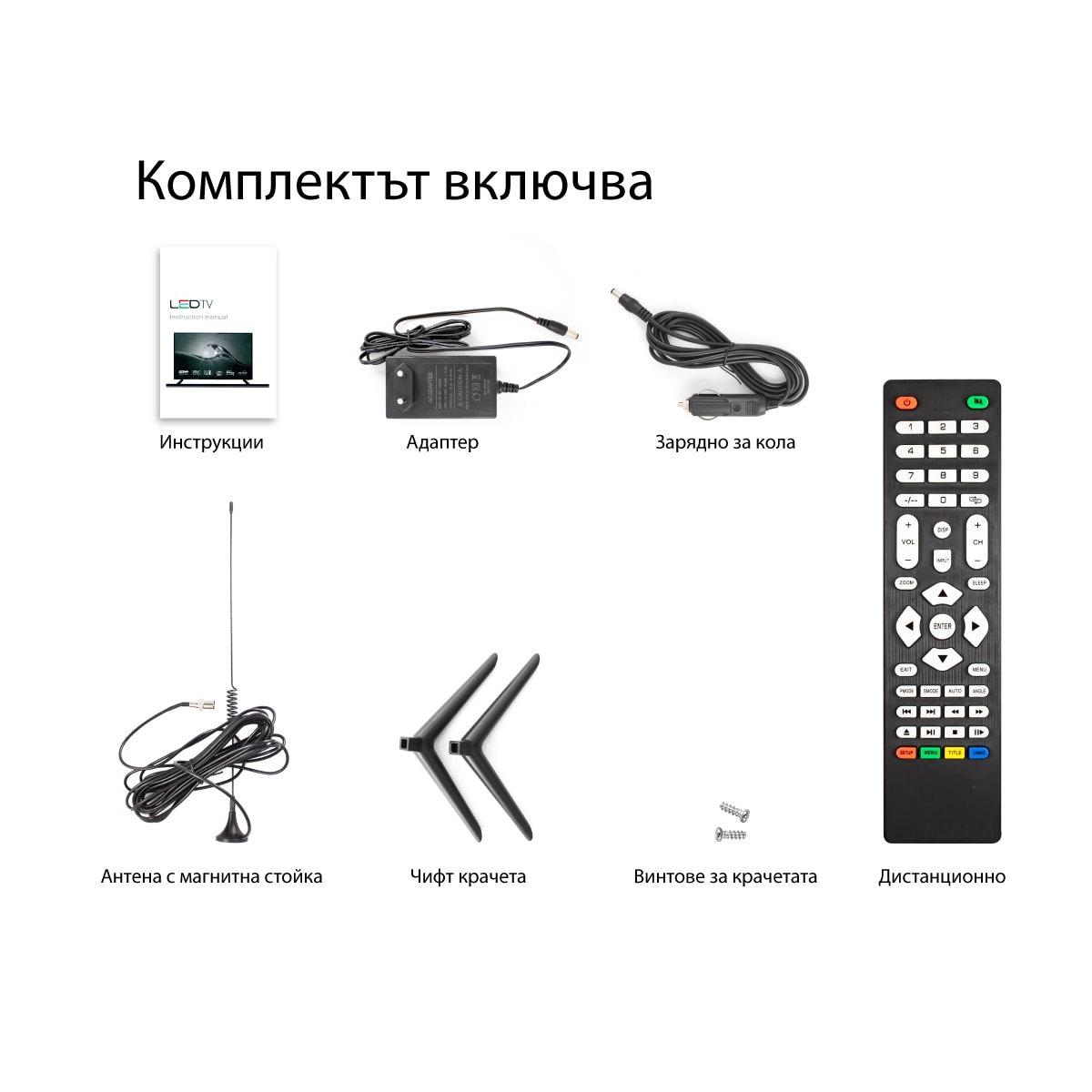 Televizor, CALMAN, 12V / 220V, LED Full HD, 24 inchi, Negru