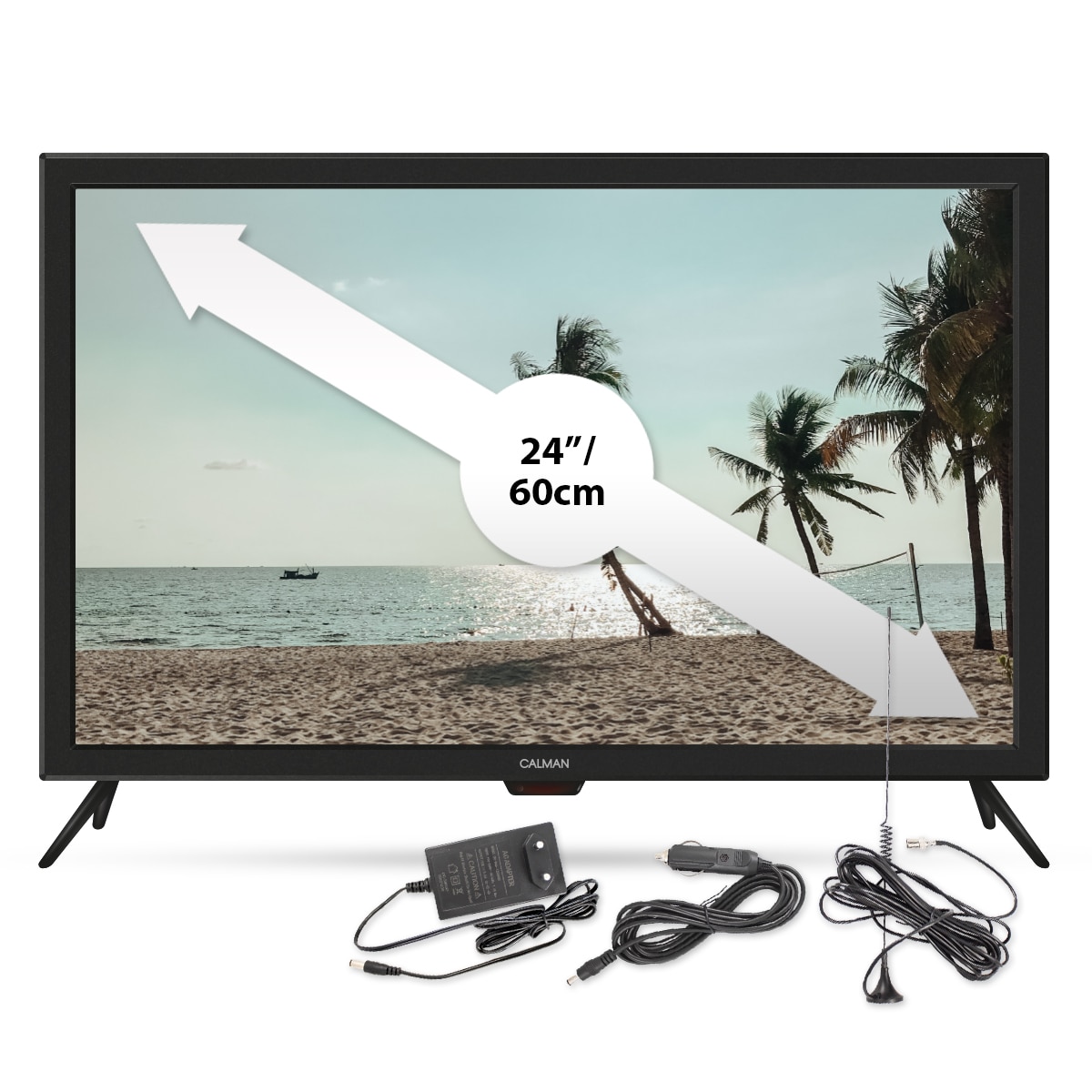 Televizor, CALMAN, 12V / 220V, LED Full HD, 24 inchi, Negru