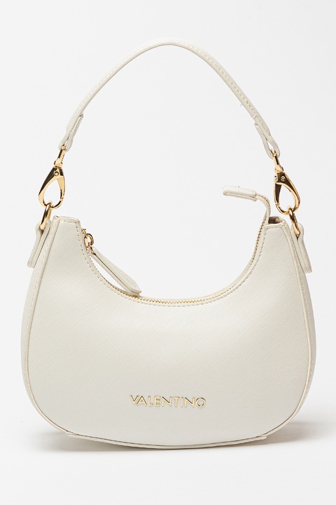 Valentino Bags, Чанта Half-Moon Zero от еко кожа с отделяща се презрамка с лого, Бял