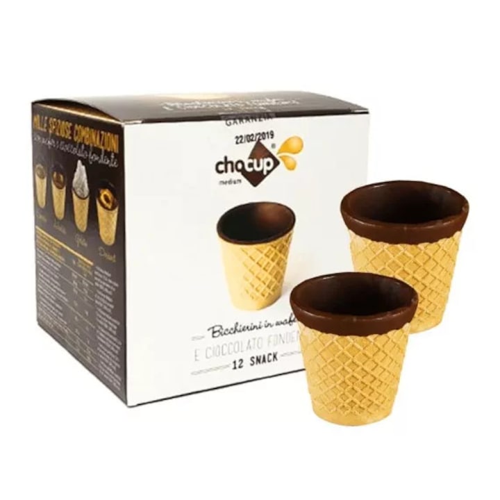 Medium Chocup ehető csészék, nápolyi és csokoládé, 12 db, csokis